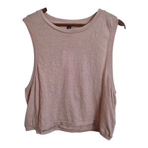 Body Women's Muscle Cropped Tee Oyster Pink Sleeveless Crew Neck  XL